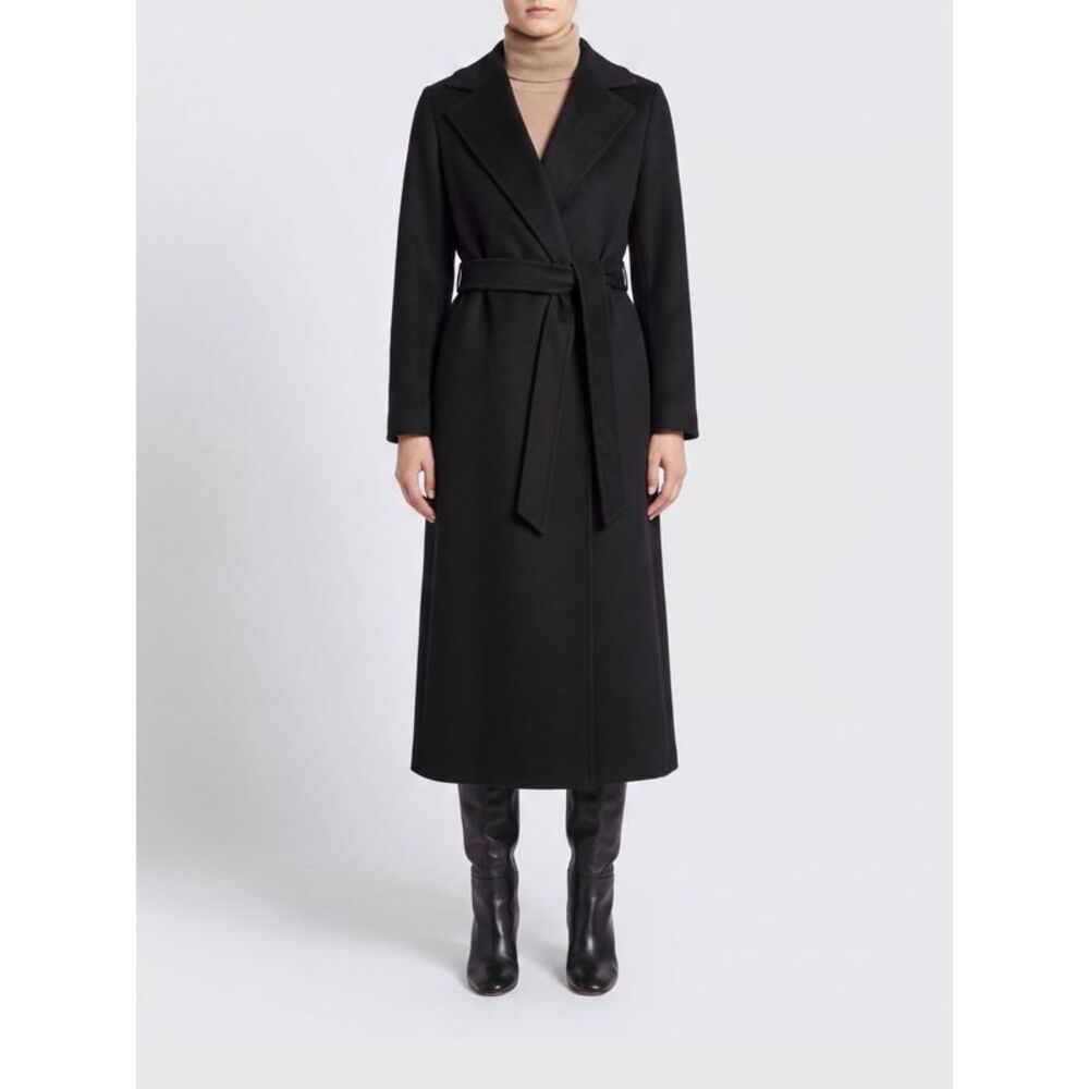 'S Max Mara Women Long Belted Robe Coat 'S Max Mara In Wool With Lapel Collar